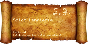 Solcz Henrietta névjegykártya